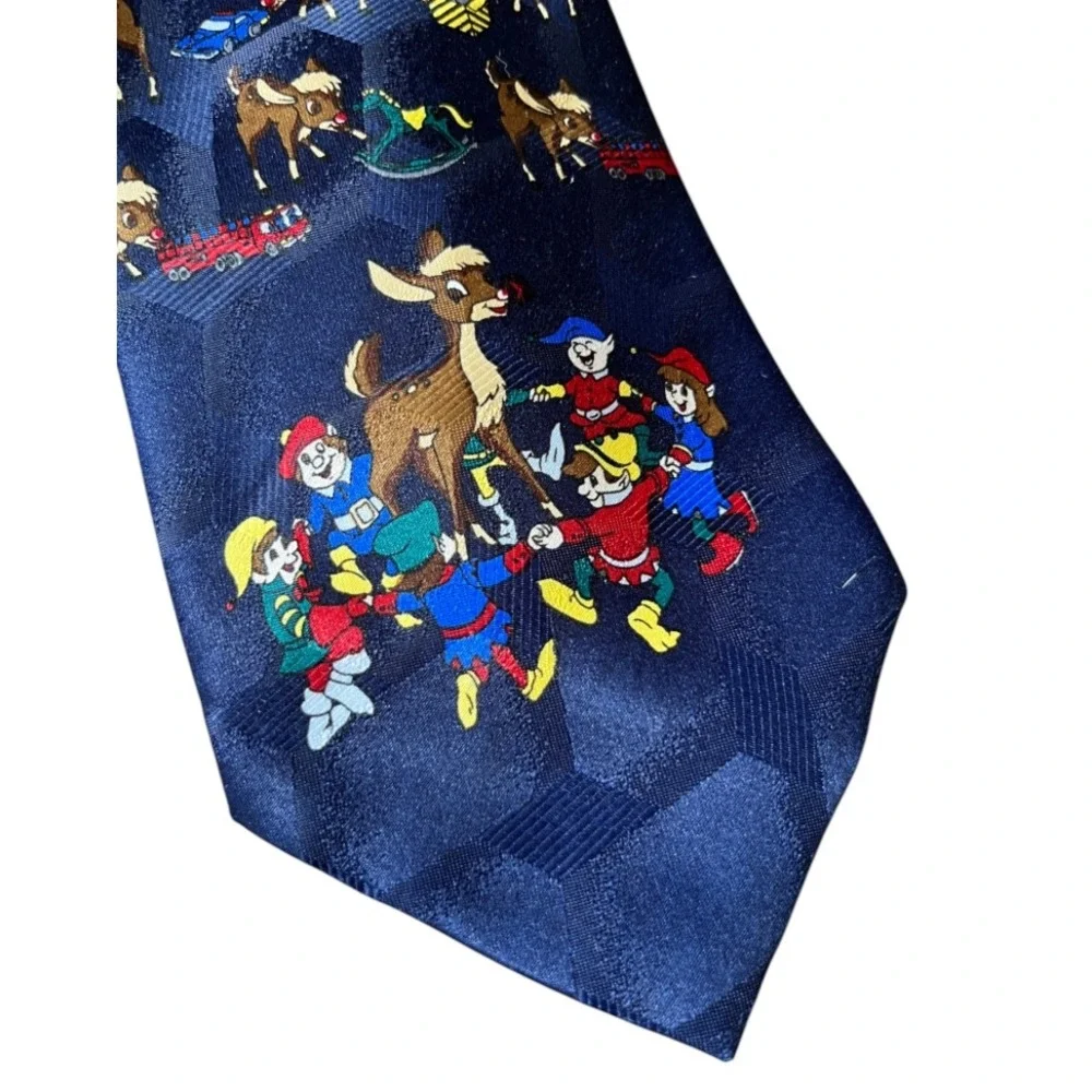 VTG LOT OF 3, Men's Neck Tie LOONEY TUNES Mickey Mouse RUDOLPH REINDEER Cartoons